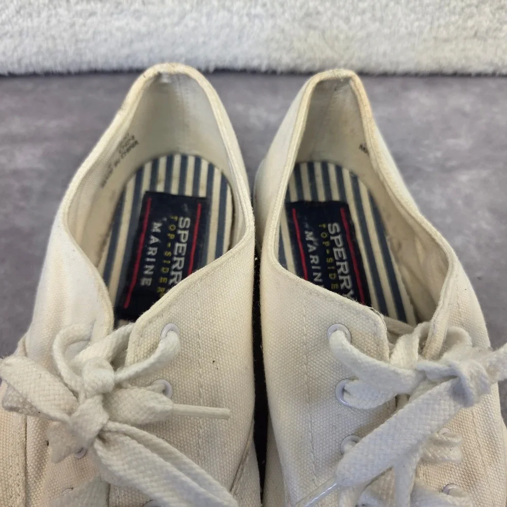 Sperry Top-Sider Marine Mens 10M Cream Canvas Low Top Sneakers 0563551